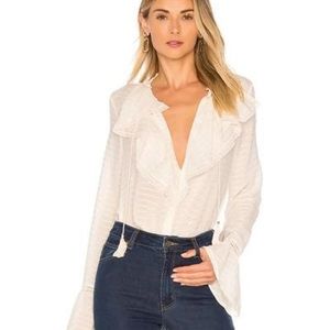 PAIGE NWT Silvette Ruffle Stripe Blouse